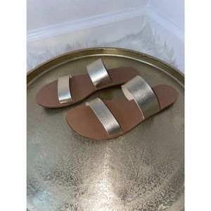J. CREW Gold Easy Summer Slide Sandals Size 8 Style # L1079